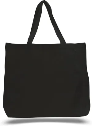 Heavy Duty Canvas Tote Bags, Size 20"W x 15"H x 5"D (Black, 3)