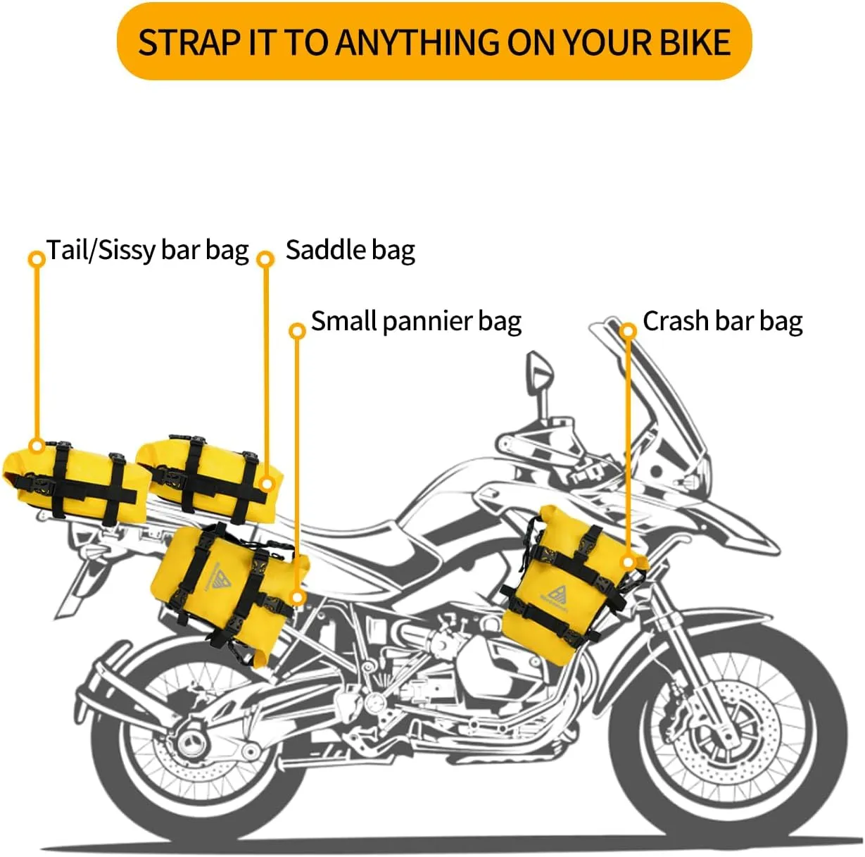 Heavy Duty Dry Bag - Waterproof Motorcycle Tail Bag, 6-8L Storage for Camping Gear, Rear Rack Trunk Motor Accessories