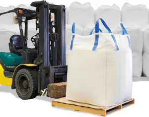 Heavy Duty FIBC Bulk Ton Bags,1 One Ton Capacity, 35"L x 35"W x 43"H, 2200 lbs SWL, Duffle Top Flat Bottom, bags for Industrial and Agricultural Use (Pack of 2)
