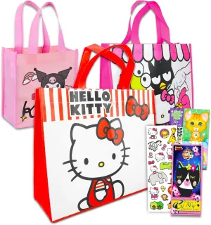 Hello Kitty Tote Bag Set for Girls - Accessories Bundle with 3 Sanrio Reusable Grocery Bags with Stickers, More | Hello Kitty Tote Bag Set