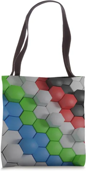 Hexagonal Red and Black Geometric Tote Bag