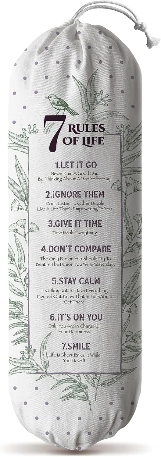 Hglian Inspirational Plastic Bag Holder,7 Rules of Life Grocery Bag Organizer Canvas Shopping Trash Bags Storage,Motivational Kitchen Décor,Gifts for Women