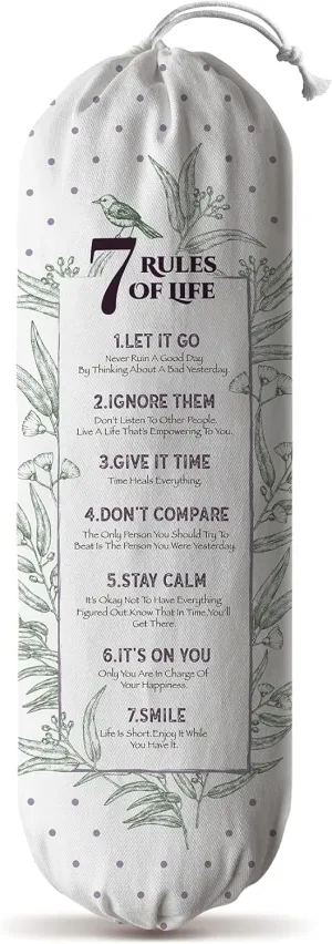 Hglian Inspirational Plastic Bag Holder,7 Rules of Life Grocery Bag Organizer Canvas Shopping Trash Bags Storage,Motivational Kitchen Décor,Gifts for Women