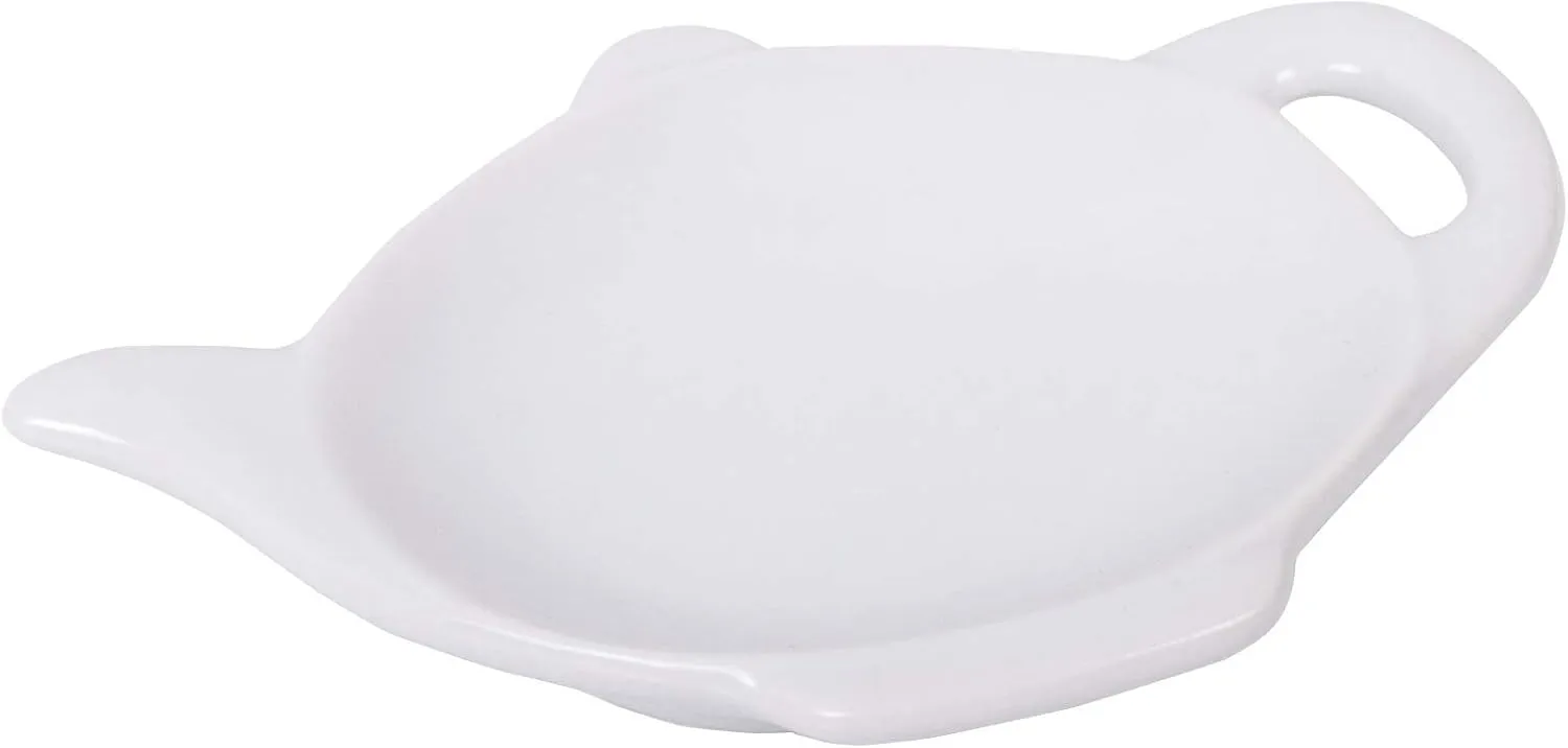 HIC Kitchen Tea Bag Holder Caddy, Fine White Porcelain, Teapot Design