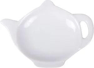 HIC Kitchen Tea Bag Holder Caddy, Fine White Porcelain, Teapot Design