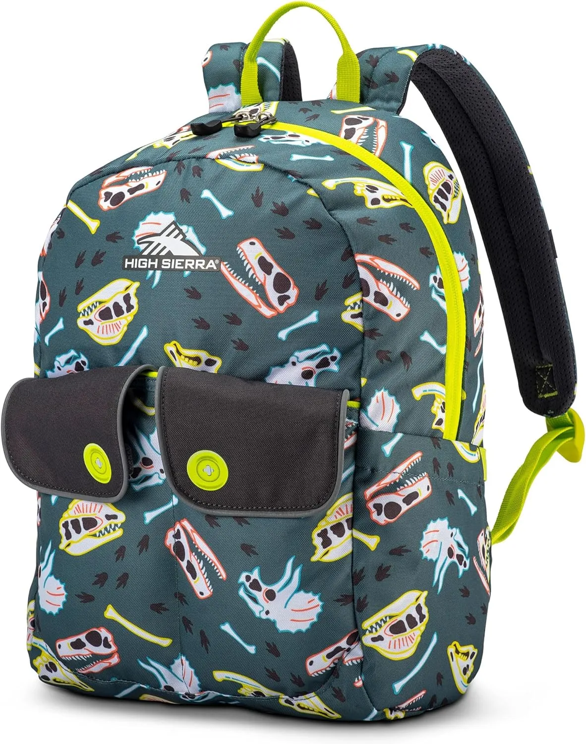 High Sierra Chiqui School Backpack with Tablet Sleeve   2 Water Bottle Pockets, 18L, Dino Dig