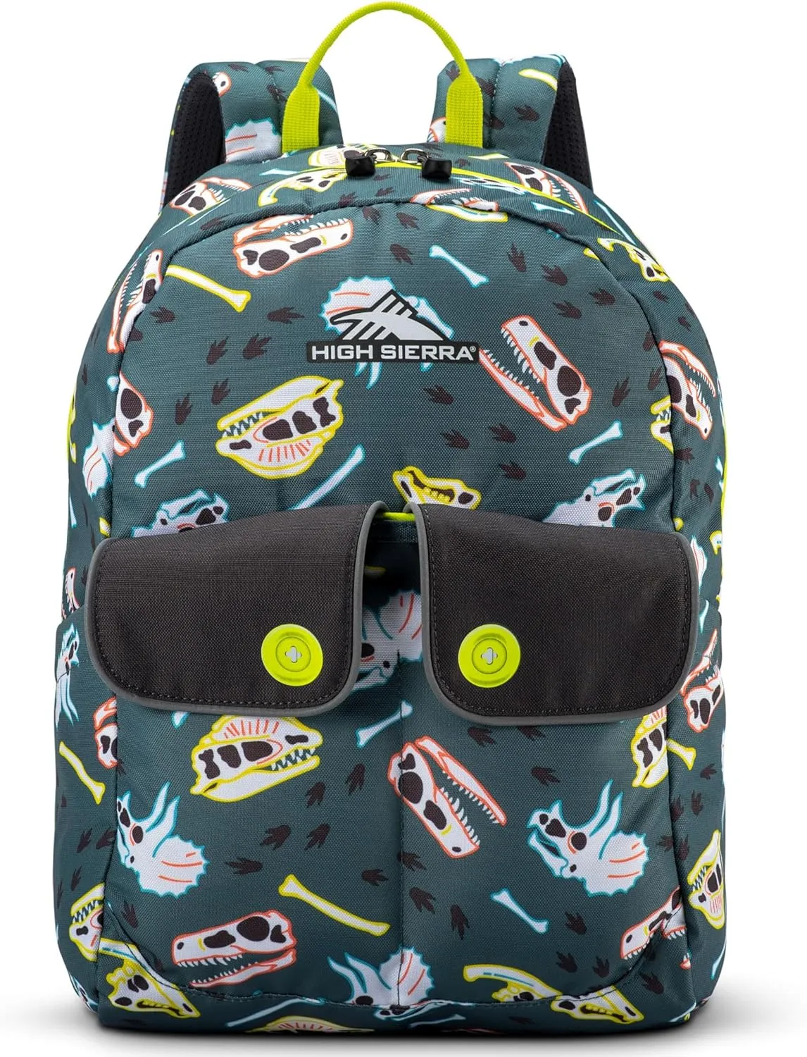 High Sierra Chiqui School Backpack with Tablet Sleeve   2 Water Bottle Pockets, 18L, Dino Dig