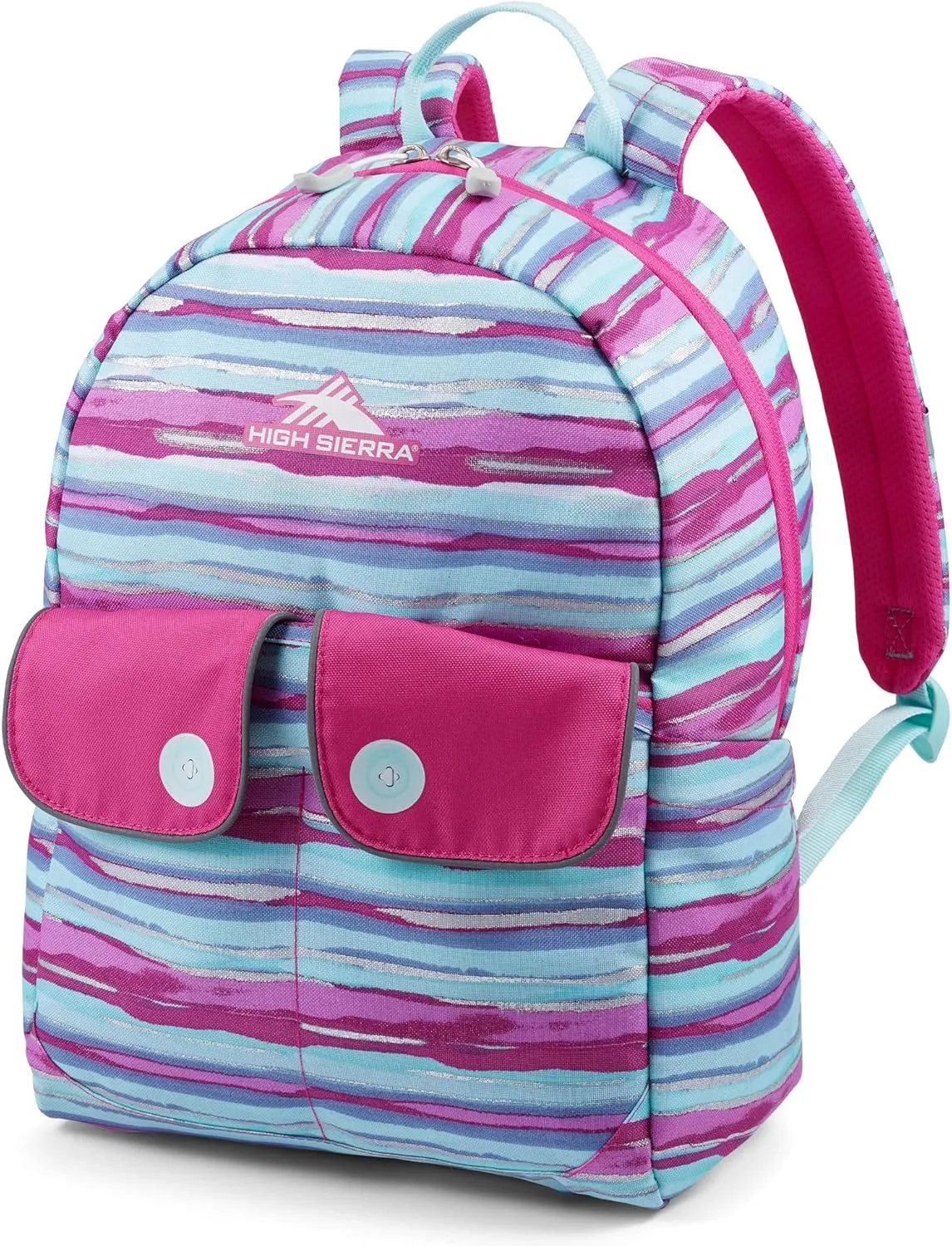 High Sierra Chiqui School Backpack with Tablet Sleeve   2 Water Bottle Pockets, 18L, Watercolor Stripes