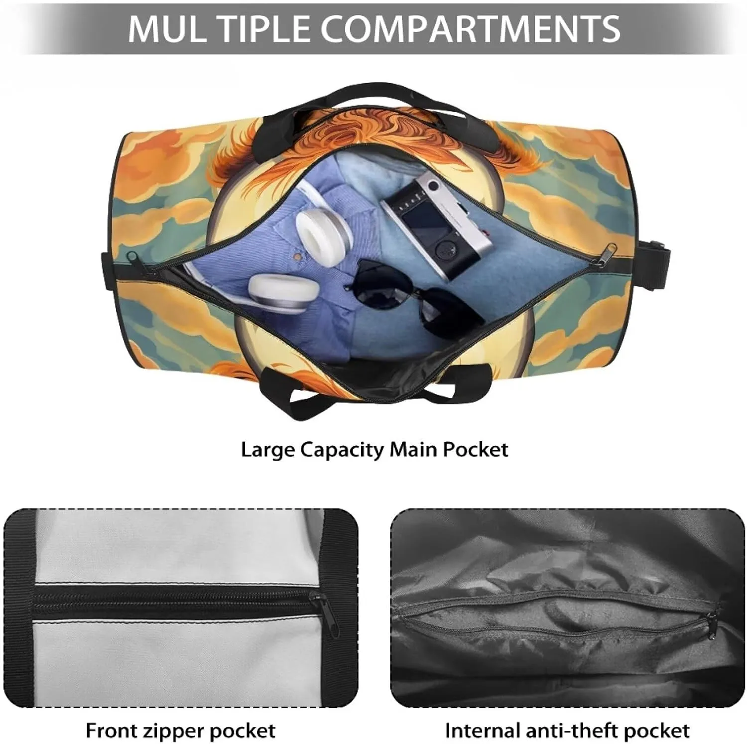 Highland Cow Duffle Bag with Adjustable Strap,Foldable Travel Duffel Bags for Men Women,Waterproof Duffel Bags