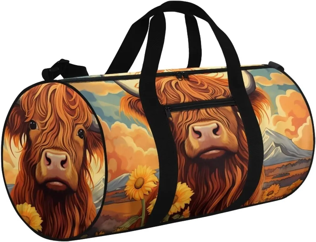 Highland Cow Duffle Bag with Adjustable Strap,Foldable Travel Duffel Bags for Men Women,Waterproof Duffel Bags