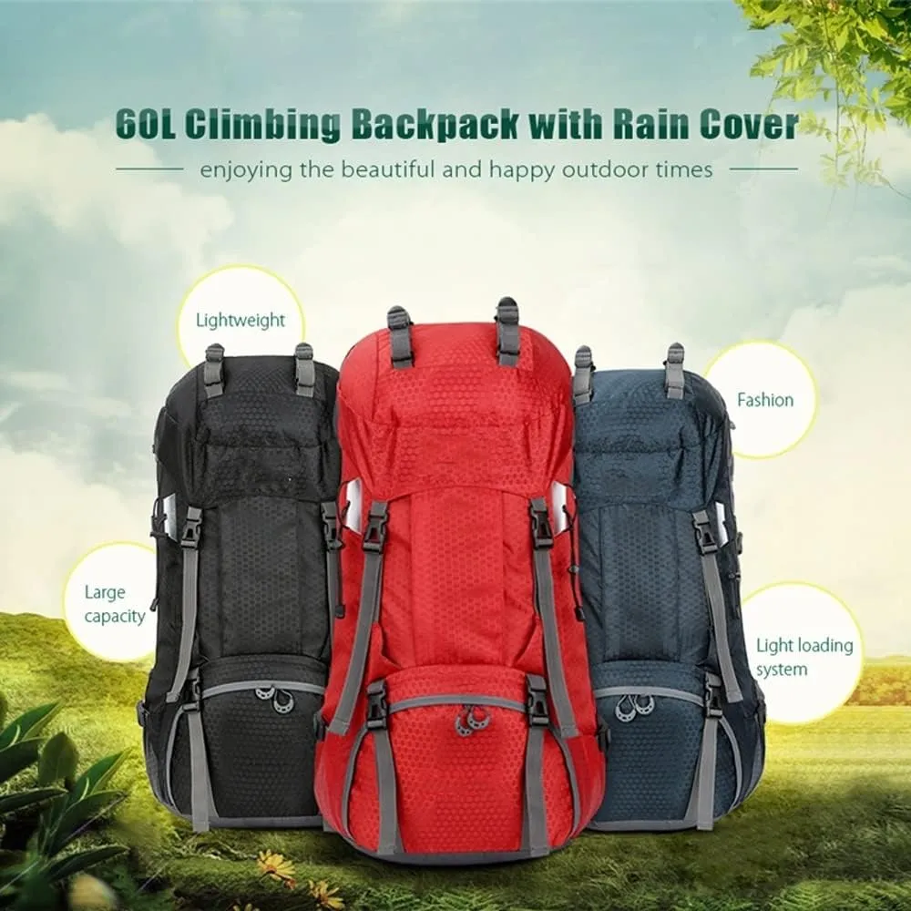 Hiking Backpack, Camping Backpack with Rain Cover, 60L Ultra-Light Travel Camping Backpack for Mountaineering (Gray : C)