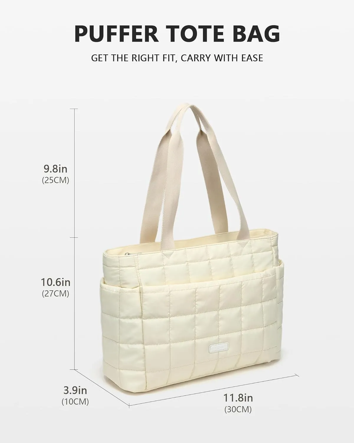 HKCLUF Quilted Puffer Tote Bag for Women 20L Lightweight Waterproof Large Work Travel Gym Tote Bag with Laptop Compartment
