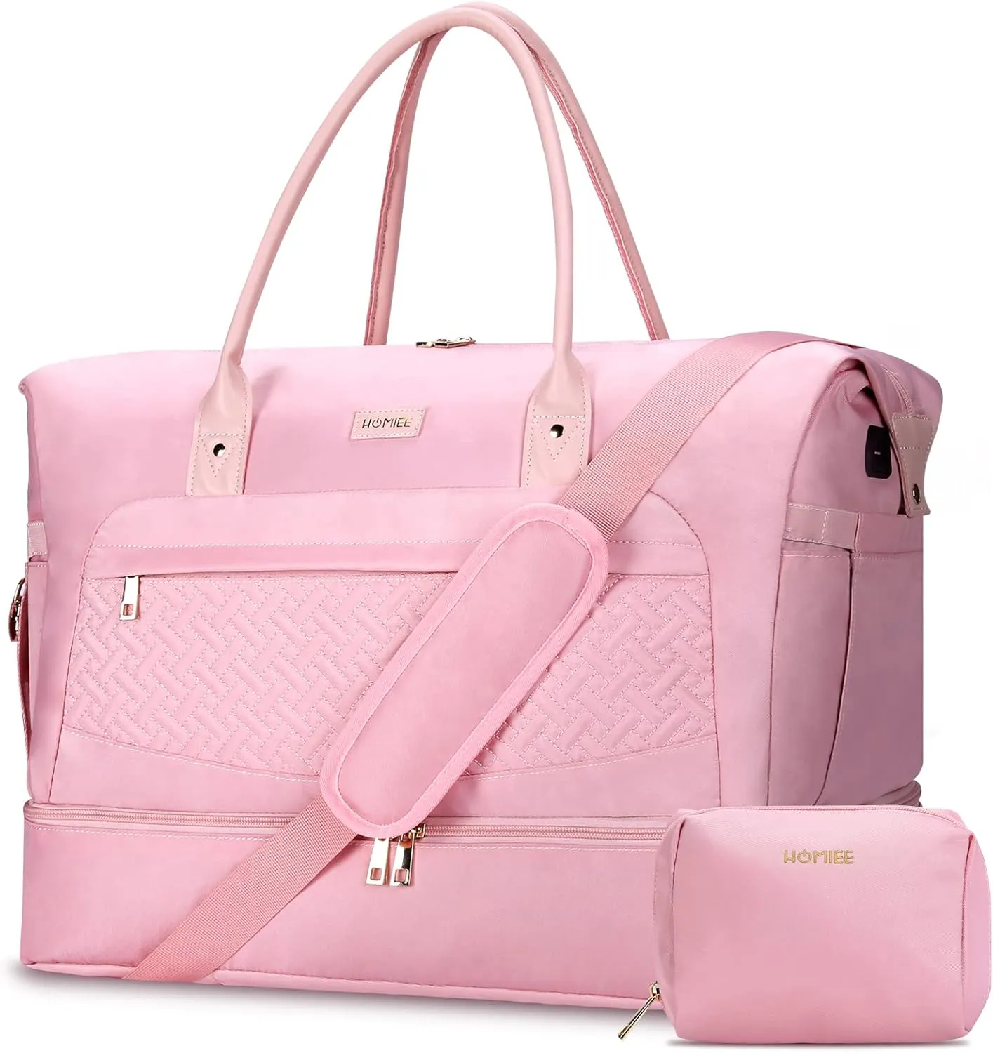 HOMIEE Travel Duffle Bag, Weekender Bags for Women with Shoe Compartment, Carry on Overnight Bag with Toiletry Bag