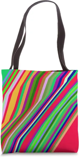 Hot Pink Lime 90s Geometric Bent Stripes | 027 Tote Bag