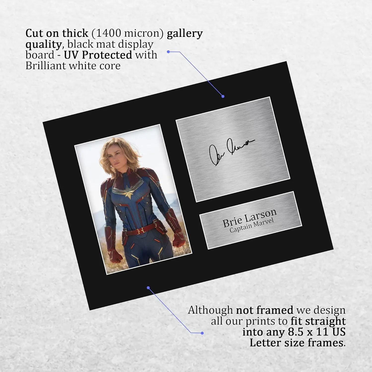HWC Trading Brie Larson Gift USL Signed Printed Autograph Captain Marvel The Avengers Gifts Print Photo Picture Display - US Letter Size
