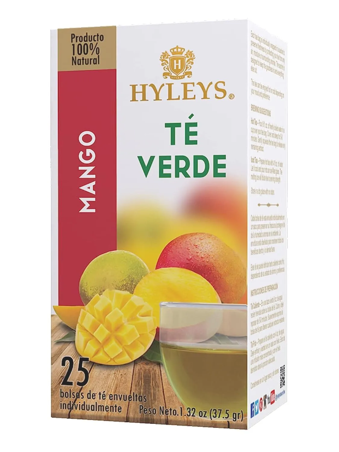 HYLEYS Tea Mango With Green Tea - 25 Tea Bags (1 Pack)