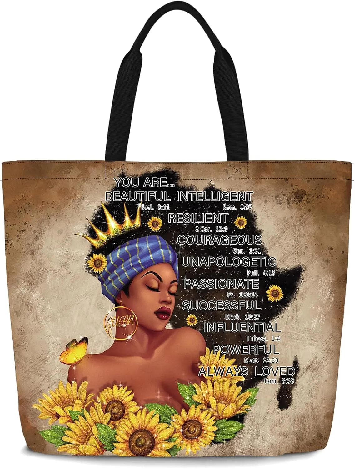 IAGM Black Women's Tote Bags - Waterproof African American Art Shoulder Bags