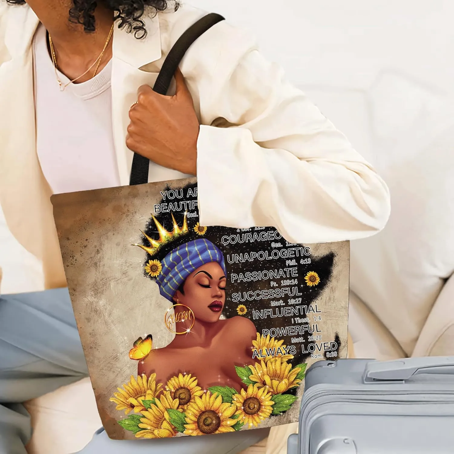 IAGM Black Women's Tote Bags - Waterproof African American Art Shoulder Bags