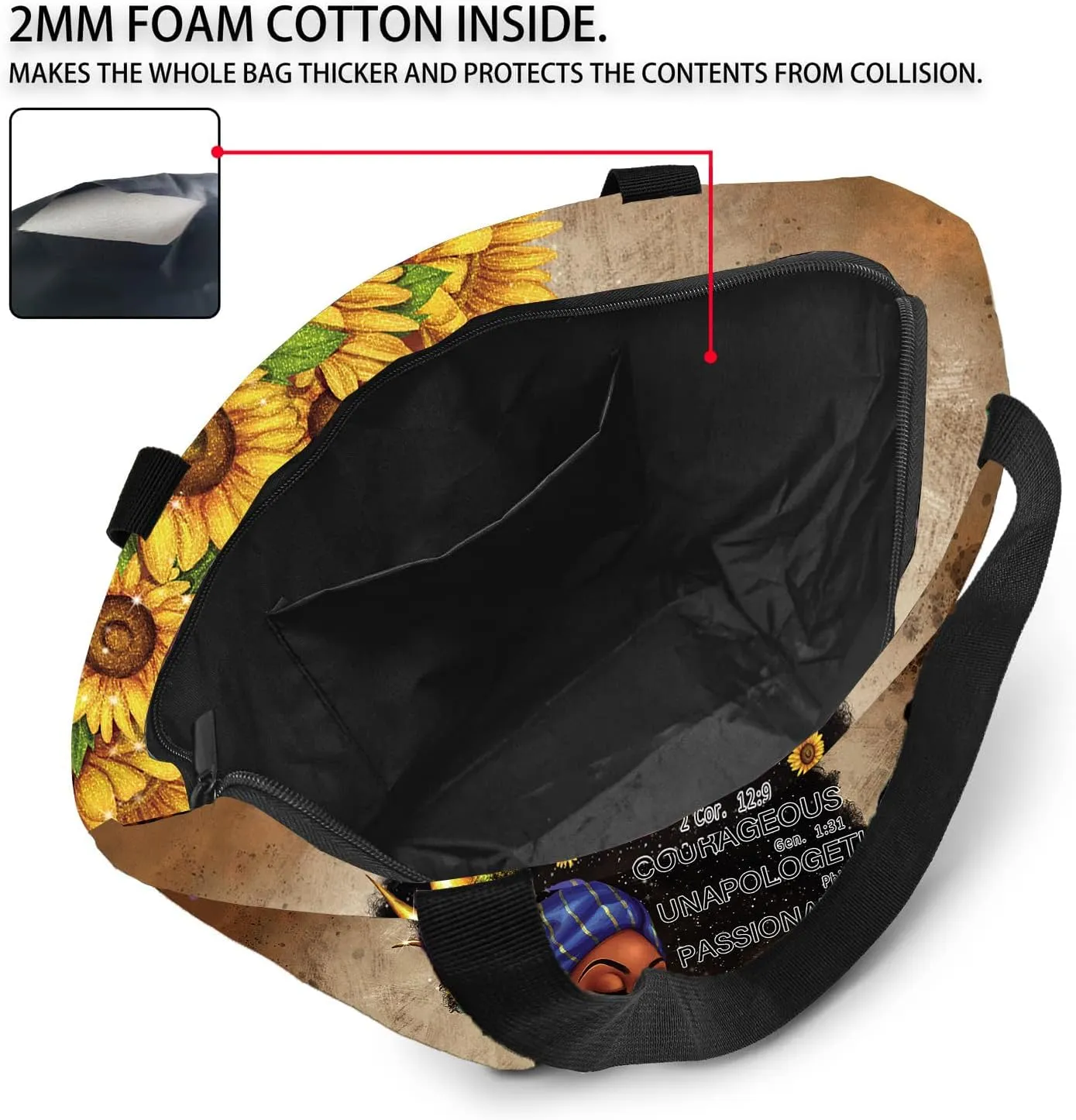 IAGM Black Women's Tote Bags - Waterproof African American Art Shoulder Bags