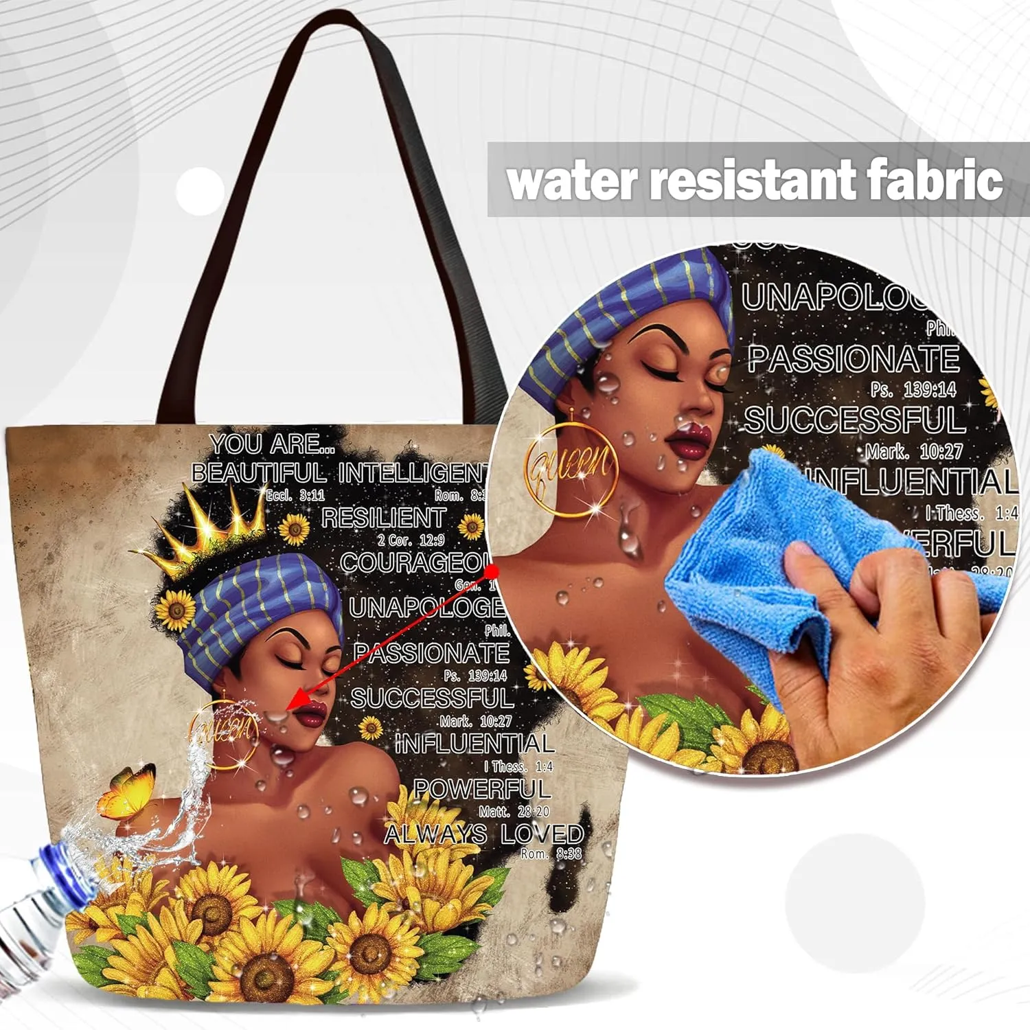 IAGM Black Women's Tote Bags - Waterproof African American Art Shoulder Bags