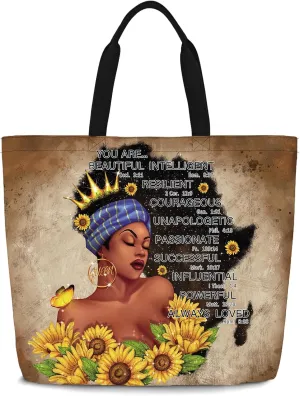 IAGM Black Women's Tote Bags - Waterproof African American Art Shoulder Bags