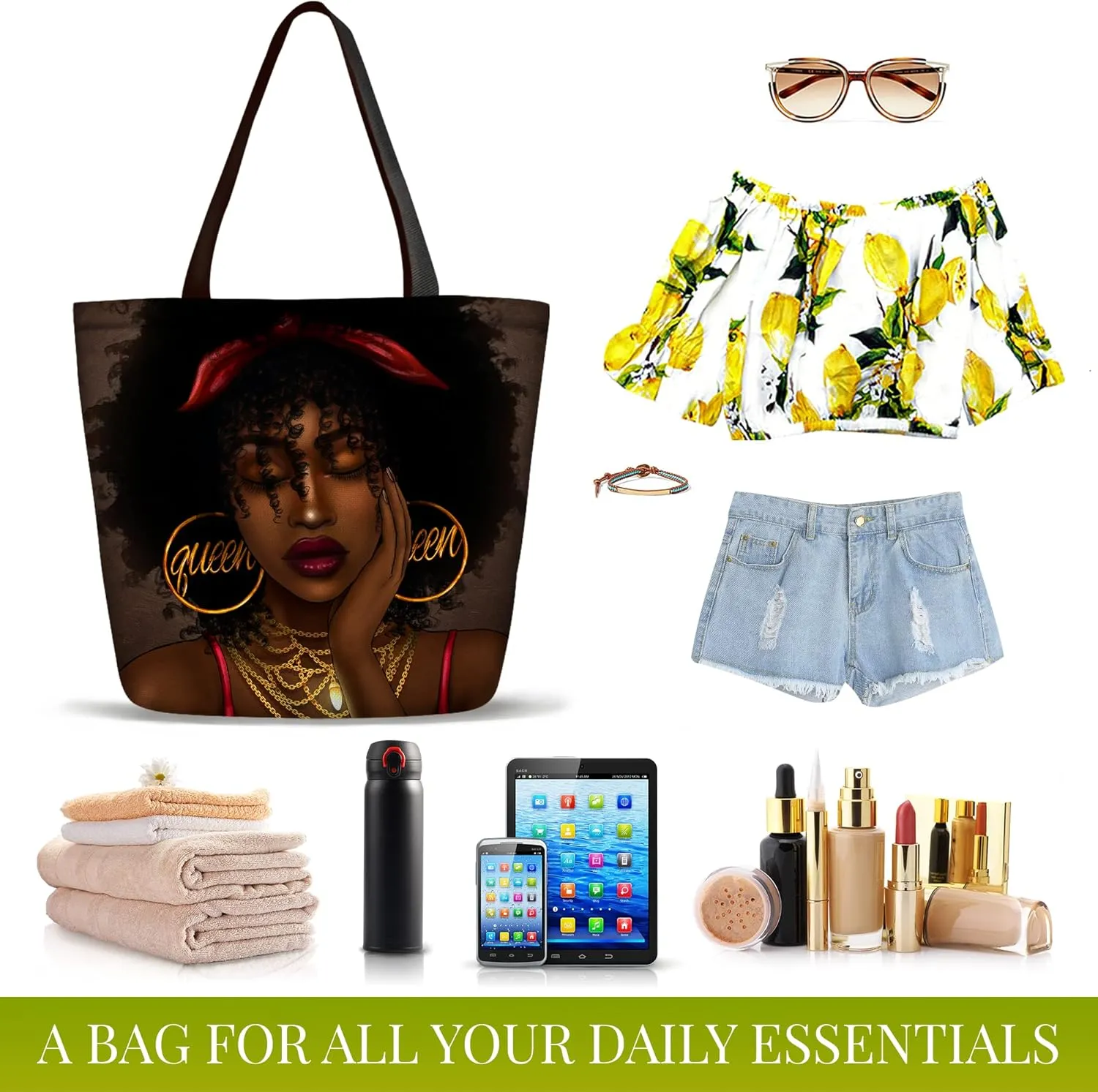 IAGM Women Tote Bags African American Woman Shoulder Bag Black Girl Magic Top Handle Satchel Handbags