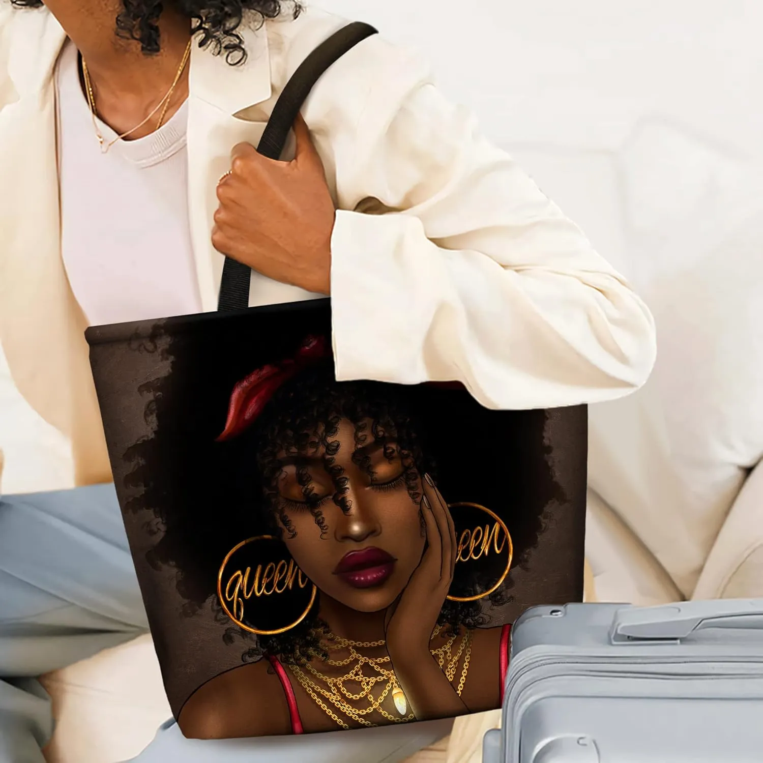 IAGM Women Tote Bags African American Woman Shoulder Bag Black Girl Magic Top Handle Satchel Handbags