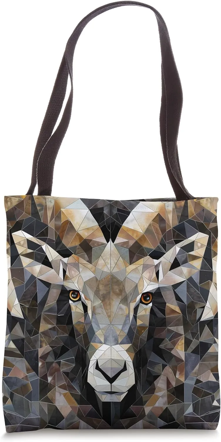 Ibex Geometric Animal Wildlife Pattern Tote Bag