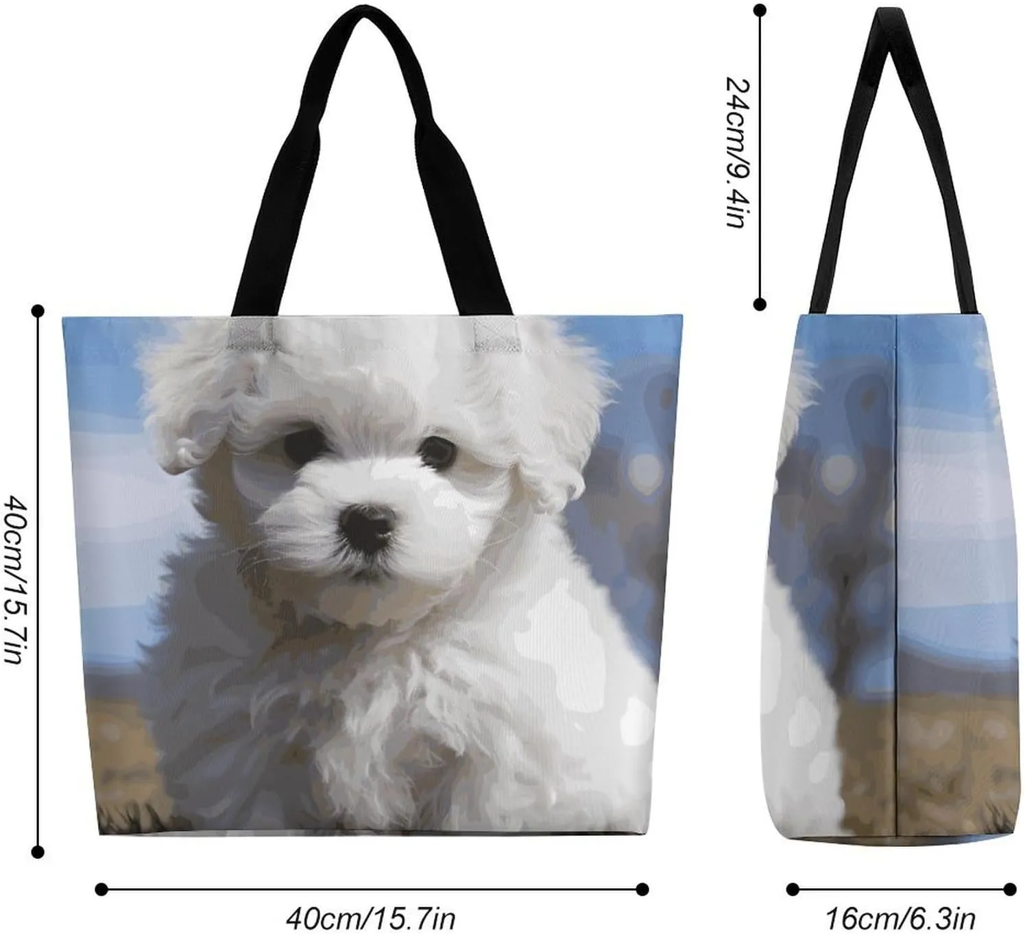 Ice Cream And Waffle Pattern Tote Bags, Reusable Grocery Bags, Large Shopping Bag, Shoulder Bag for Women