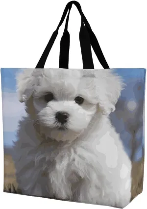 Ice Cream And Waffle Pattern Tote Bags, Reusable Grocery Bags, Large Shopping Bag, Shoulder Bag for Women