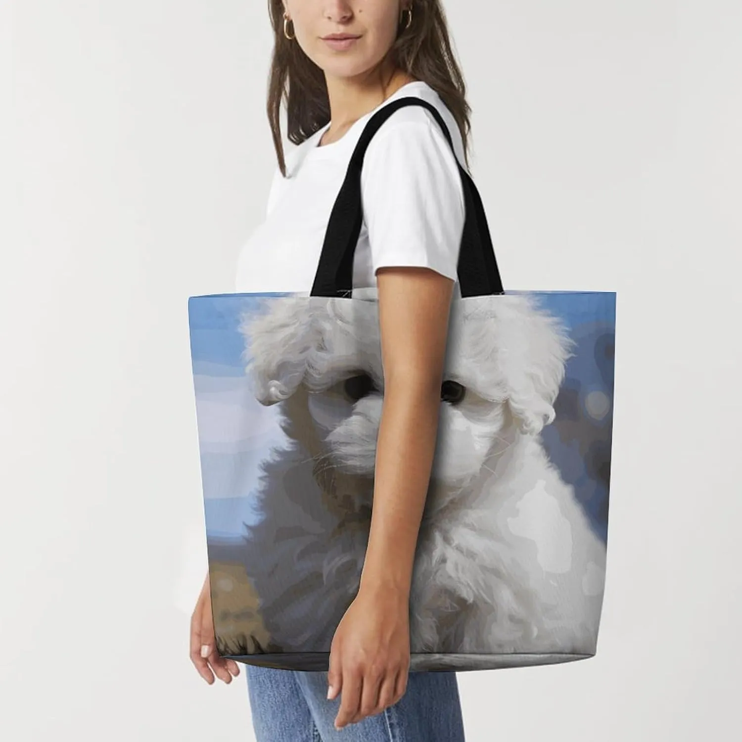 Ice Cream And Waffle Pattern Tote Bags, Reusable Grocery Bags, Large Shopping Bag, Shoulder Bag for Women