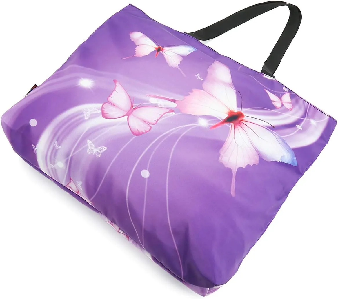 ICOLOR Gym Shopping Bag Tote Handle, Reusable Travel Shoulder Case Bag with Zipper, Picnic Beach Work Daily Use Shopper Tote