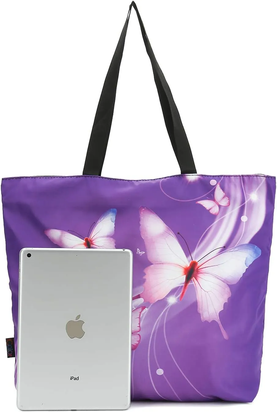 ICOLOR Gym Shopping Bag Tote Handle, Reusable Travel Shoulder Case Bag with Zipper, Picnic Beach Work Daily Use Shopper Tote