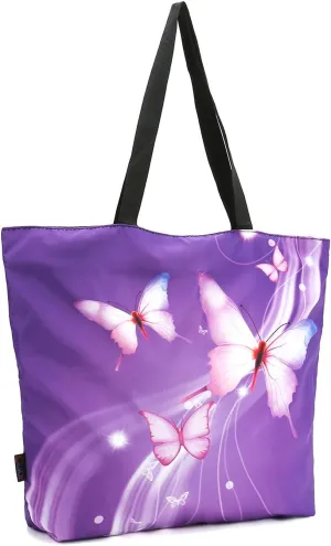 ICOLOR Gym Shopping Bag Tote Handle, Reusable Travel Shoulder Case Bag with Zipper, Picnic Beach Work Daily Use Shopper Tote