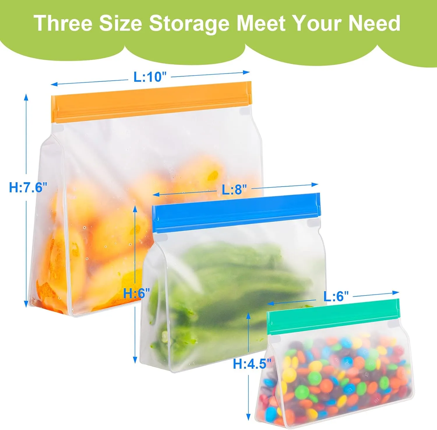 IDEATECH Freezer Bags, Food Storage Containers Dishwasher Safe, Leakproof BPA Free Food Bags Various Size,Gallon, Sandwich, Snack Bags, Reusable Bags for Meals,Lunch,Home Organization Travel(24Pack)