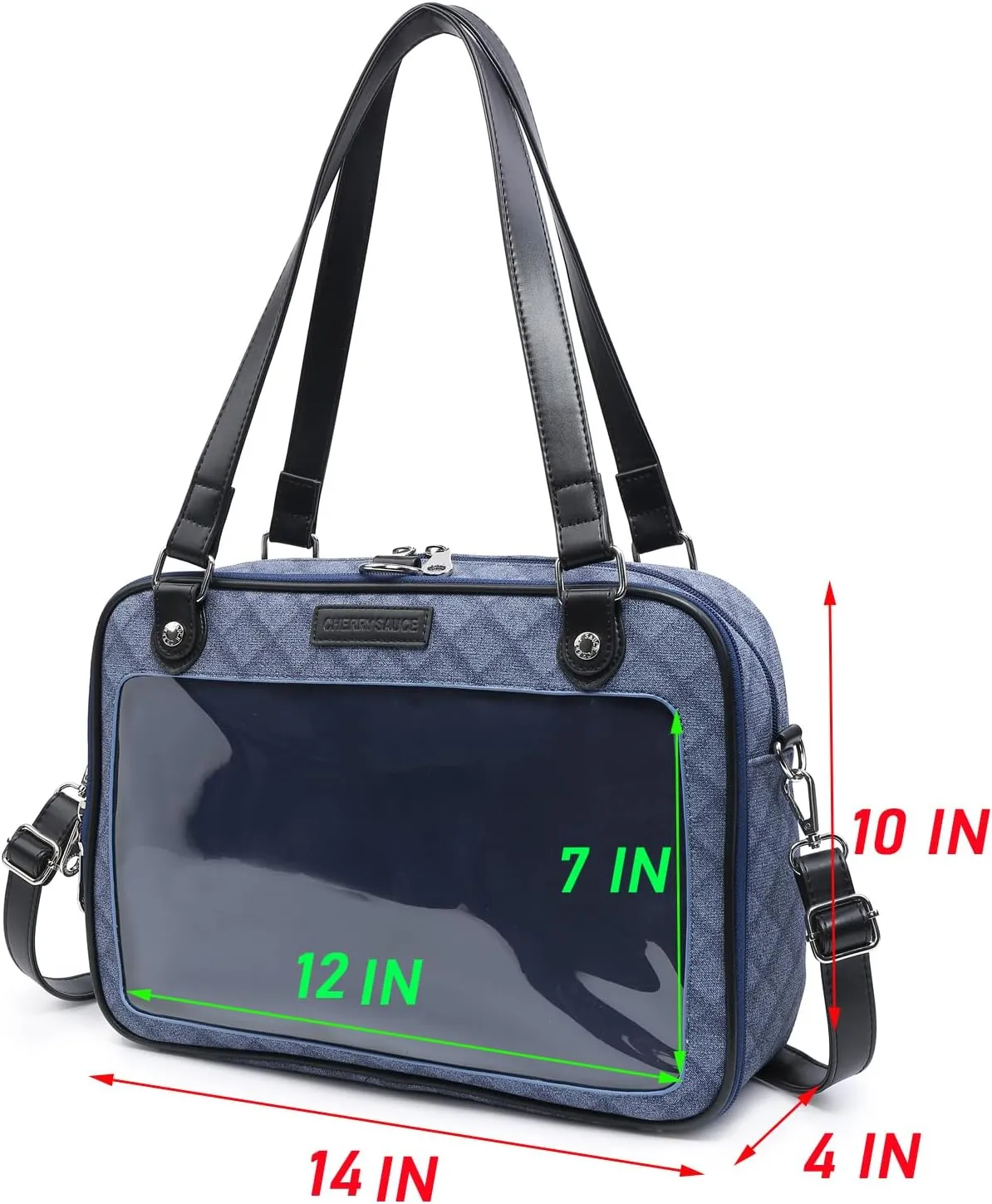 Imitation Denim PU Ita Bag Backpack Crossbody Bag Satchel Messenger Shoulder Bag for Pins Display