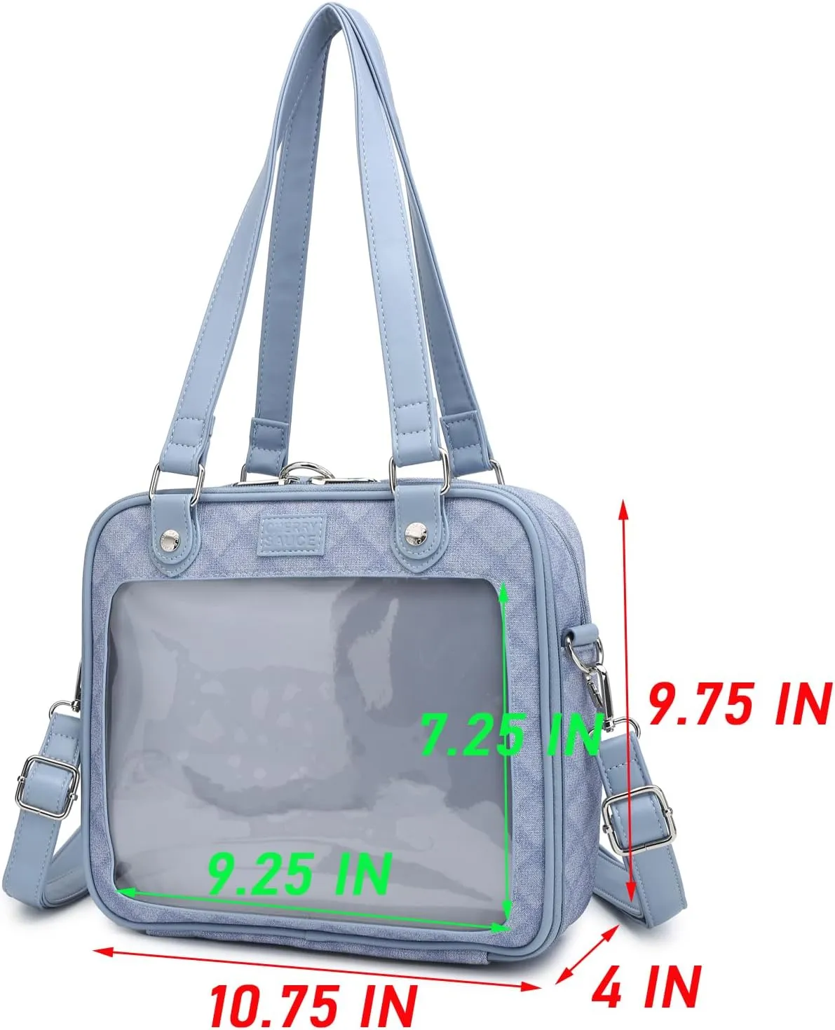 Imitation Denim PU Ita Bag Backpack Crossbody Bag Satchel Messenger Shoulder Bag for Pins Display
