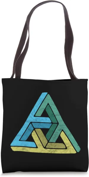 Impossible Geometry Futuristic Distressed Multi Triangles Tote Bag