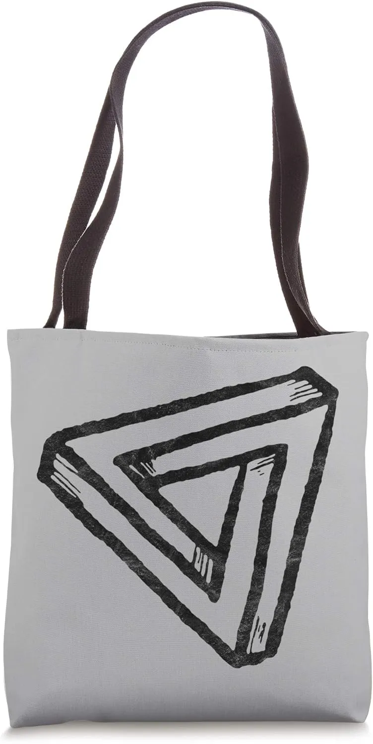 Impossible Geometry Futuristic Distressed Triangle Sketch Tote Bag