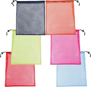 iMucci 18"X24" 6Pcs Mesh Laundry Drawstring Bag Nylon Drawstring Gym Bag with Cord Lock Closure