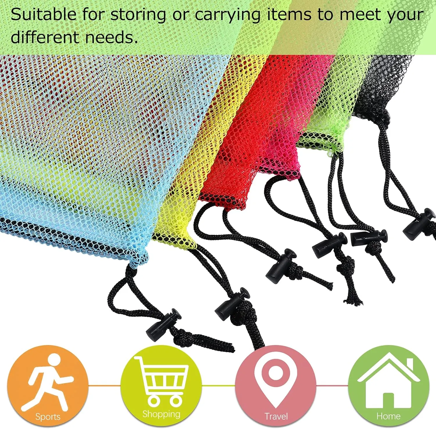 iMucci 18"X24" 6Pcs Mesh Laundry Drawstring Bag Nylon Drawstring Gym Bag with Cord Lock Closure