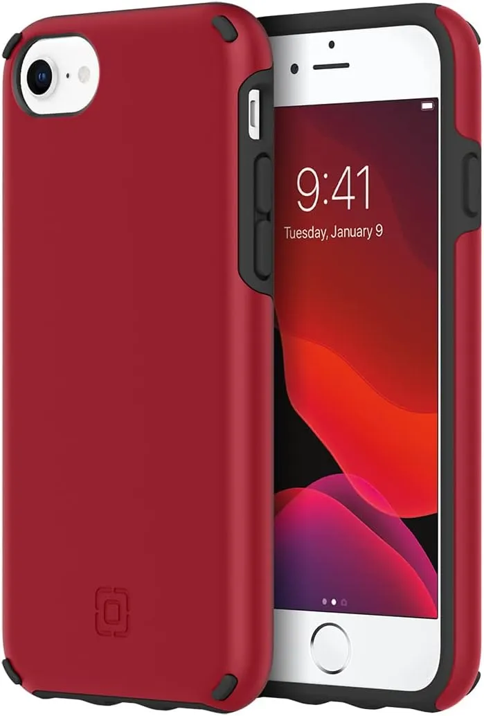Incipio Duo Case for iPhone SE (2022/2020), 8, 7, 6, 6s – Dual-Layer Slim Protective Case with 12ft Drop Protection, Scratch-Resistant Finish, Wireless Charging Compatible - Red