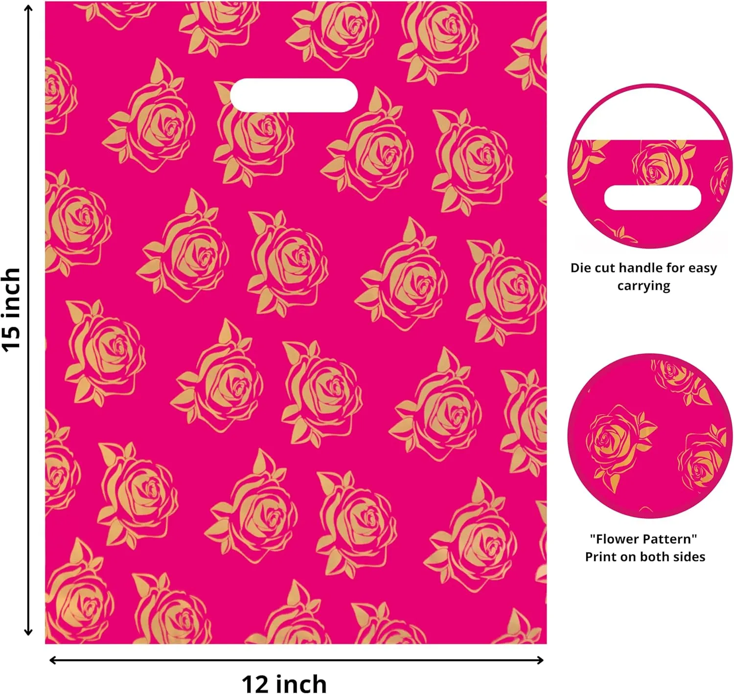 Infinite Pack Reusable Printed Plastic Merchandise Retail Shopping Bags for Boutiques, Stores and Malls