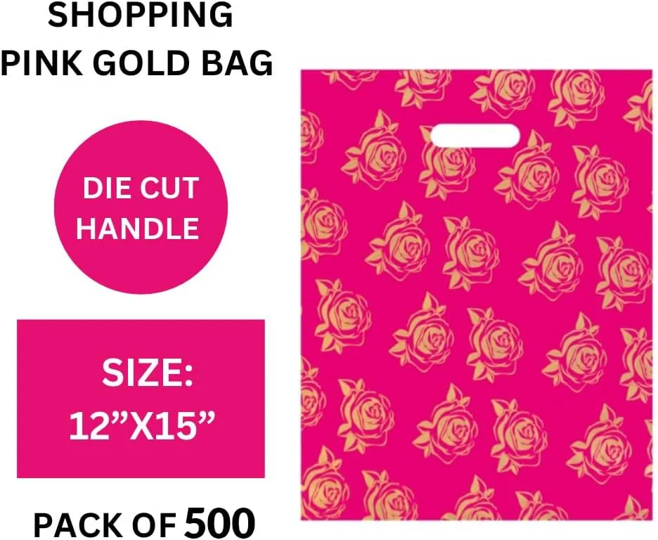 Infinite Pack Reusable Printed Plastic Merchandise Retail Shopping Bags for Boutiques, Stores and Malls