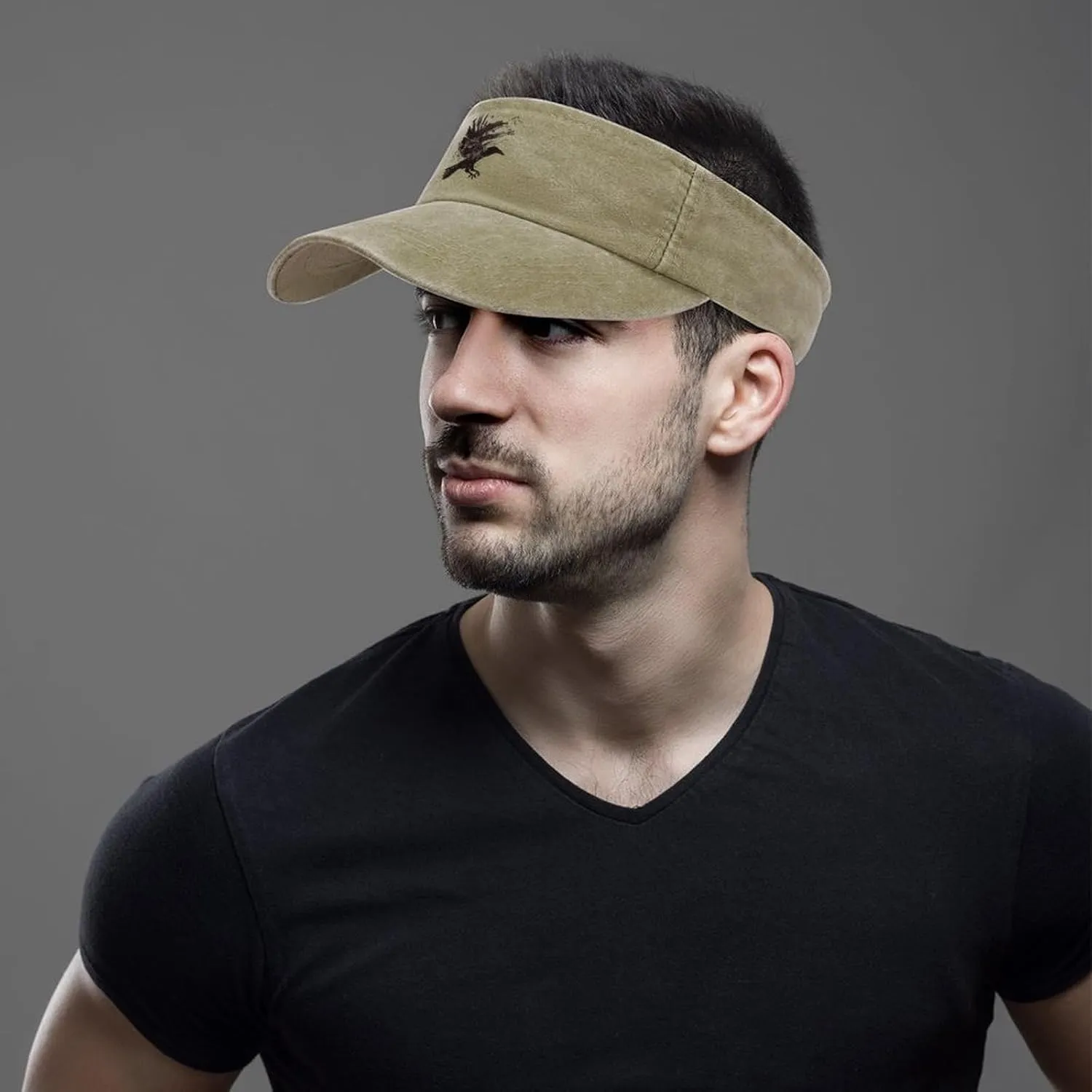 Ink Raven Unisex Sport Sun Visor Hats Adjustable Empty Top Baseball Cap Travel Cotton Denim Hat