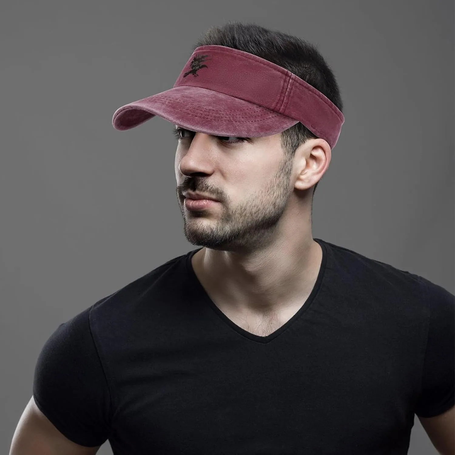 Ink Raven Unisex Sport Sun Visor Hats Adjustable Empty Top Baseball Cap Travel Cotton Denim Hat