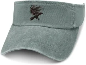 Ink Raven Unisex Sport Sun Visor Hats Adjustable Empty Top Baseball Cap Travel Cotton Denim Hat
