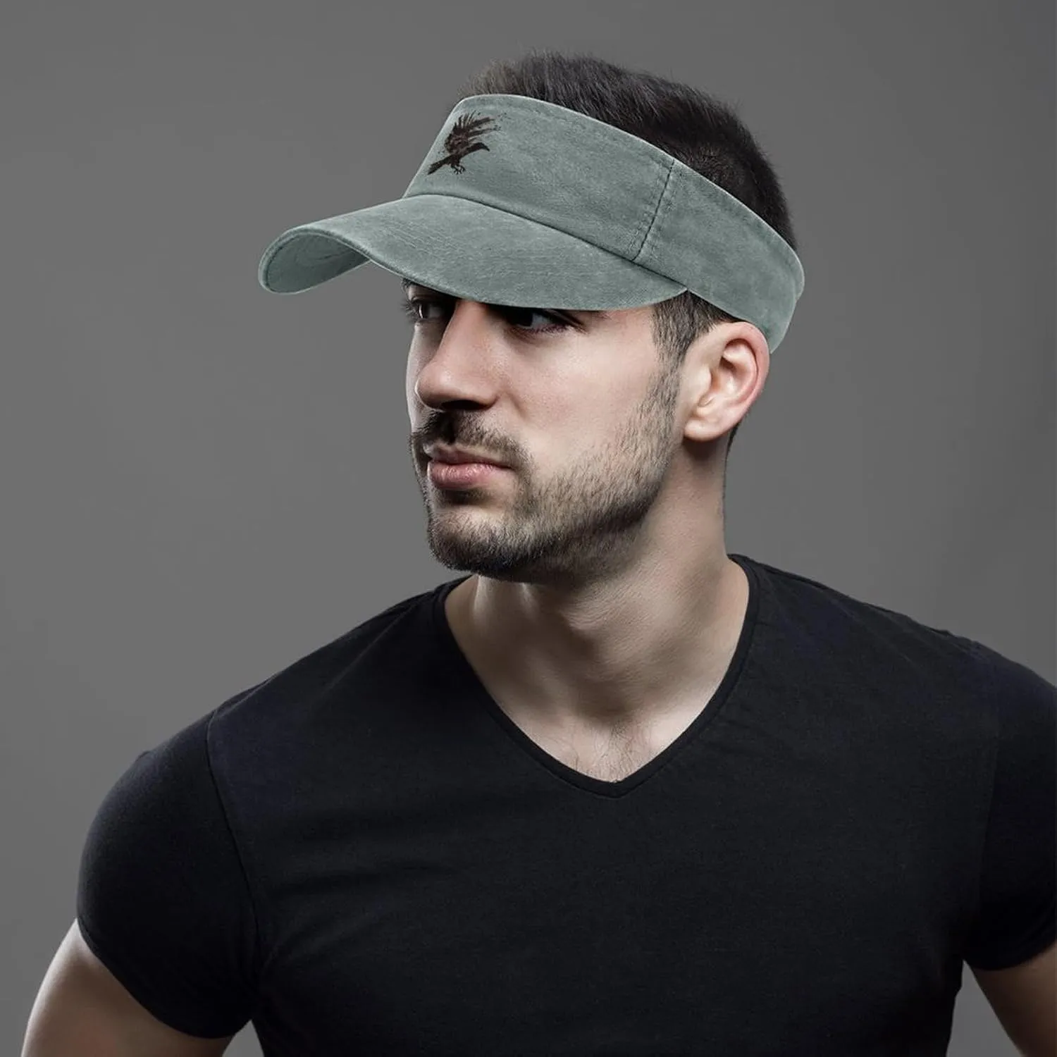 Ink Raven Unisex Sport Sun Visor Hats Adjustable Empty Top Baseball Cap Travel Cotton Denim Hat