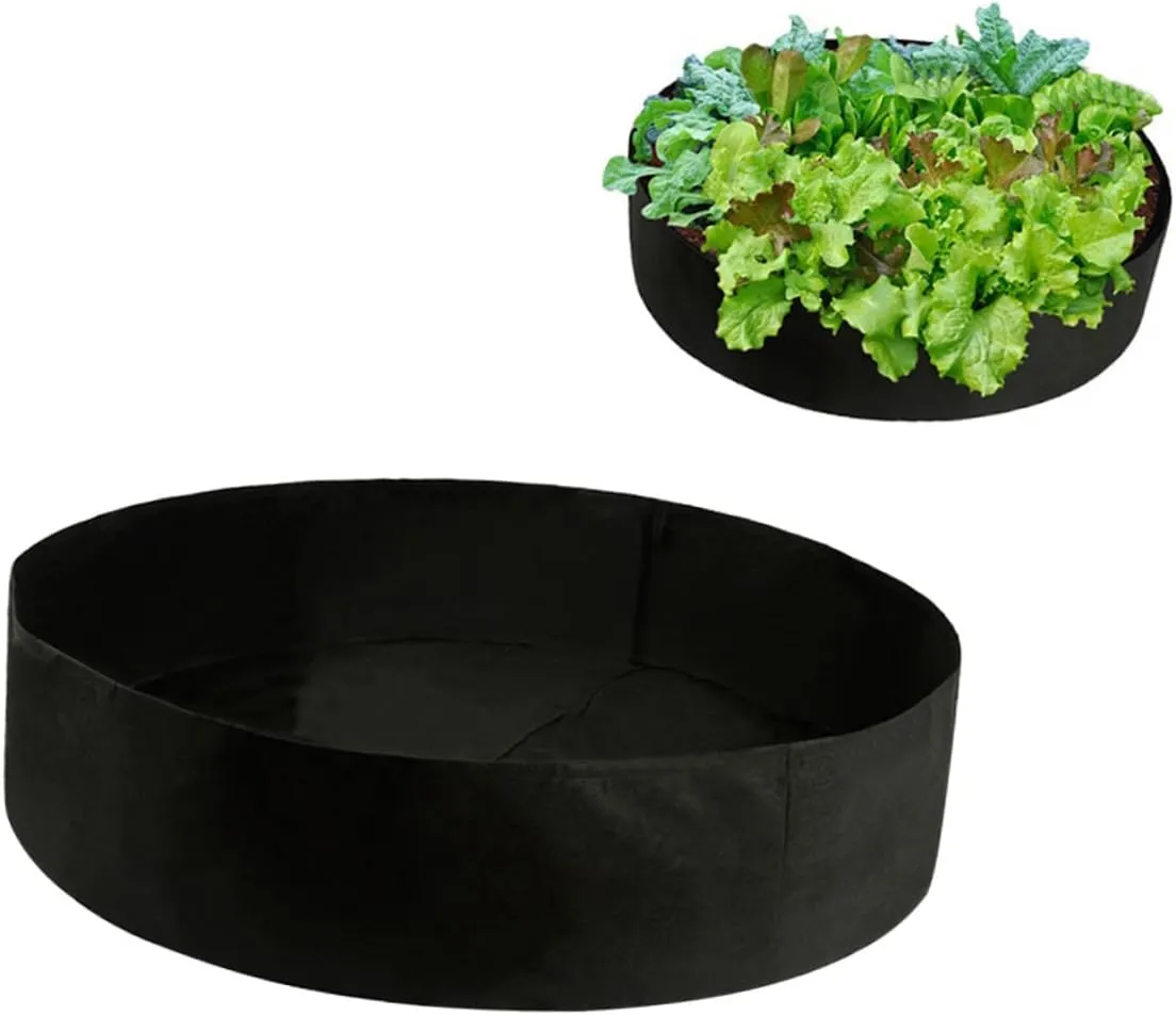 Insulated Planting Bag Felt Planting Pouch Pocket Round Garden Fleece Bag for Vegetables