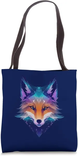 Interstellar Space Fox | Geometric Ethereal Magical Jewel Tote Bag